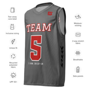 Team 5 Strong Basketball Jersey (Gray)
