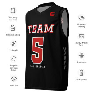 Team 5 Strong Basketball Jersey (Black)
